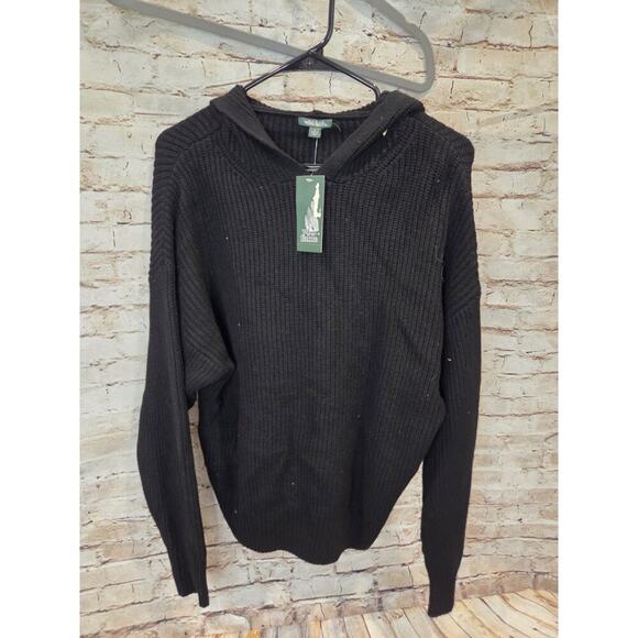 wild fable Sweaters - Wild Fable Women Black Ribbed Knit Hooded Pullover Sweater Size S